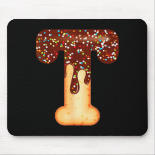 Funny Letter T Ice Cream Chocolate Sprinkles  Mouse Pad