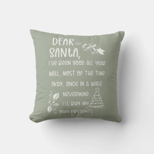Funny Letter to Santa Christmas Xmas gifts Throw Pillow