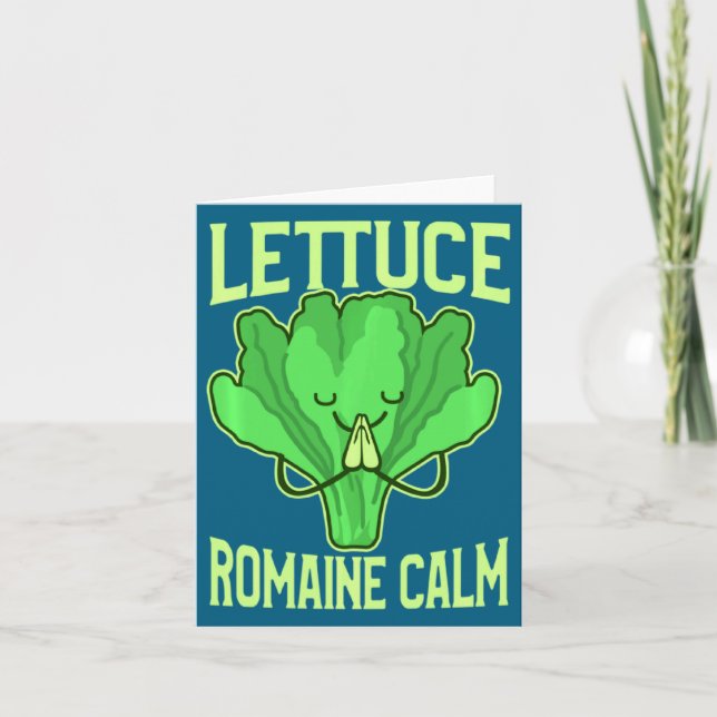 Funny Lettuce Romaine Calm Meditation Yoga Zen  Card (Front)