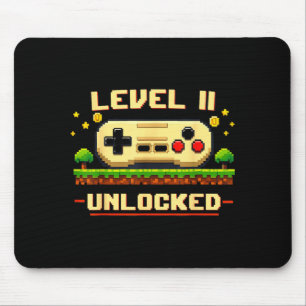 Funny level 11 unlocked video game 11th birthday mouse pad