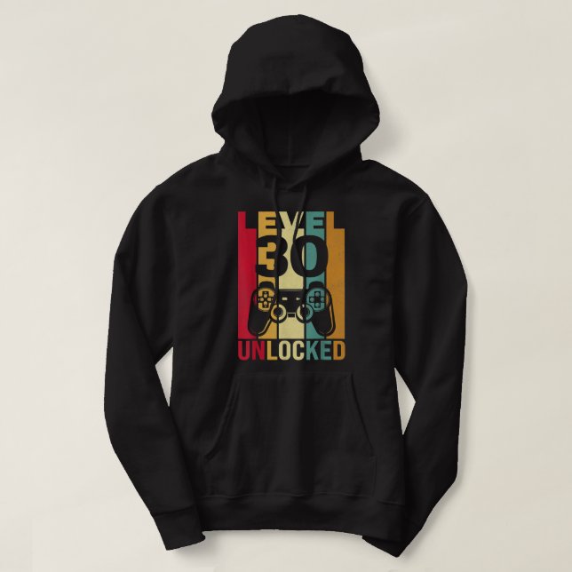 Funny Level 30 Unlocked Him Men BDay Turning 30th  Hoodie (Design Front)