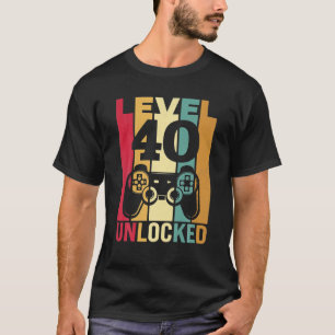 Funny Level 40 Unlocked Him Men BDay Turning 40th T-Shirt