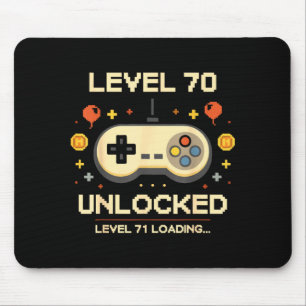 Funny level 70 unlocked gamer 70th birthday video mouse pad