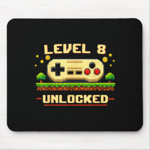 Funny level 8 unlocked video game 8th birthday mouse pad