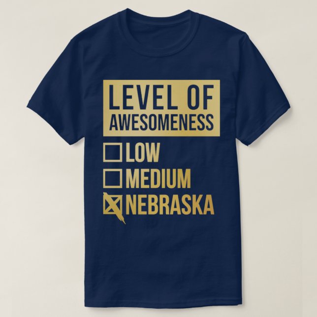Funny Level Of Awesomeness Low Medium Gift Nebrask T-Shirt (Design Front)