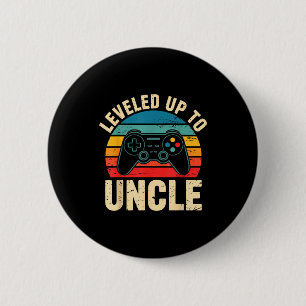 Funny Leveled Up To Uncle Video Gamers Gaming Cute 2 Inch Round Button