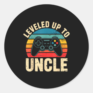 Funny Leveled Up To Uncle Video Gamers Gaming Cute Classic Round Sticker