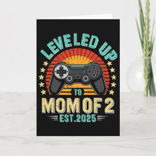 Funny Levelled Up To Mom Of 2 Mother's Day Retro V Card