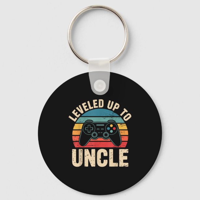 Funny Levelled Up To Uncle Video Gamers Gaming Cut Keychain (Front)
