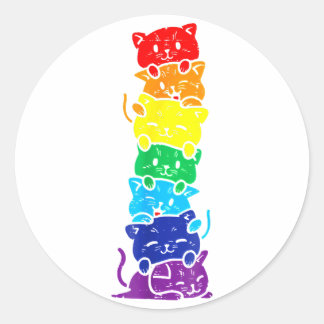 Funny LGBT Cat Stack Rainbow Gay Pride Gift For Ca Classic Round Sticker