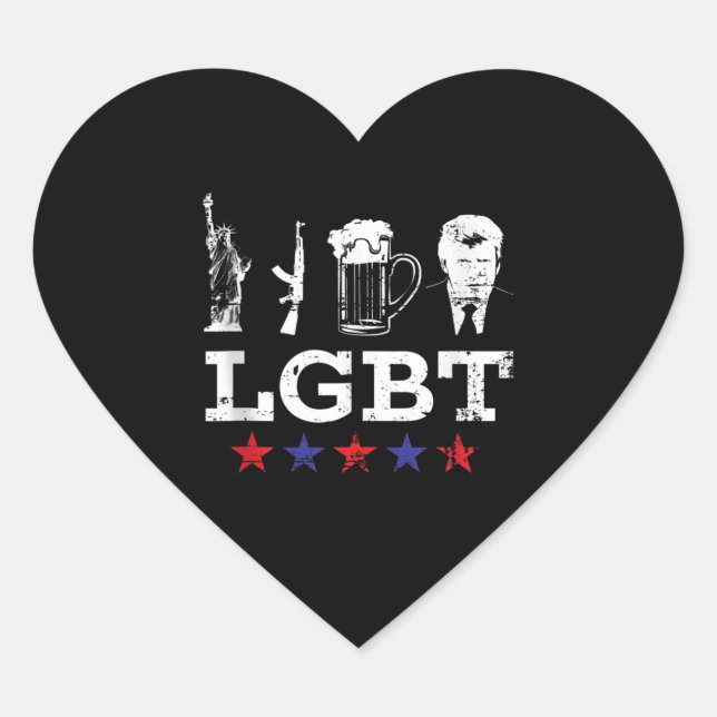 Funny LGBT Liberty Beer Trump Funny LGBT Heart Sticker (Front)