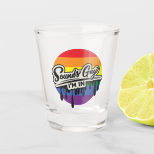 Funny LGBTQ   Sounds Gay, I'm In   Rainbow   Pride Shot Glass