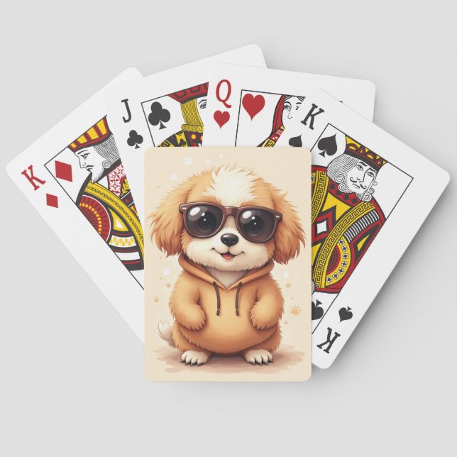 Funny Lhasa Apso Kawaii Dog Playing Cards (Back)