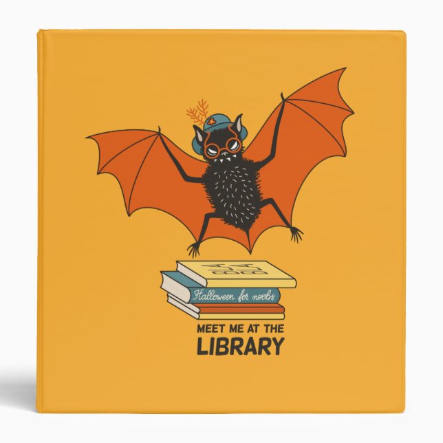 Funny librarian teacher bat book lover binder (Front)