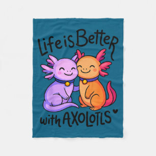 Funny Life Better Axolotls Valentine's Axolotl Fleece Blanket