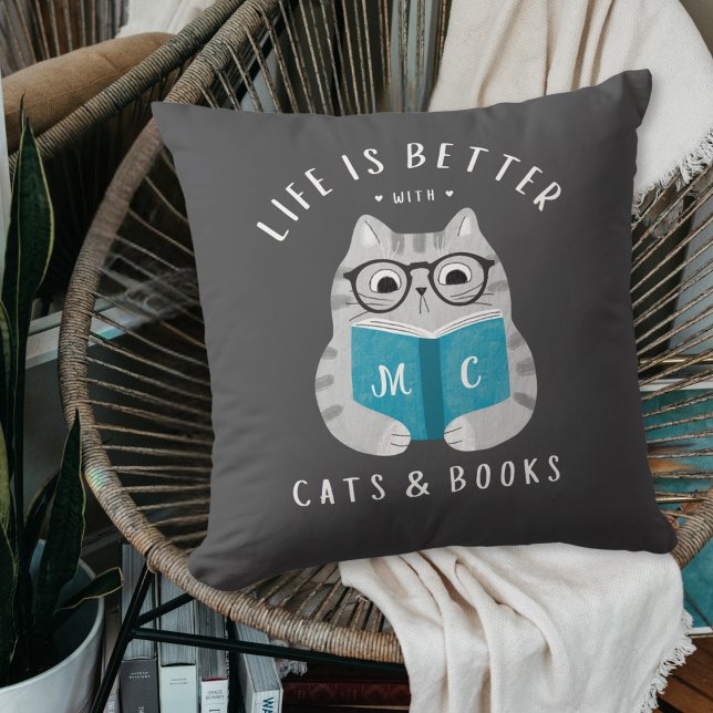 Funny Life is Better with Book Lover  Throw Pillow (Creator Uploaded)