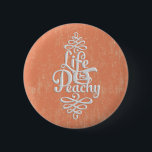 Funny Life Is Peachy Girly Peach And White Desig 2 Inch Round Button<br><div class="desc">A funny girly life is peachy white motivational typography saying design. A funny quote on peach colour paper texture background. The perfect humour gift idea for her or anyone on any occasion.</div>