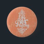 Funny Life Is Peachy Girly Peach And White Desig 2 Inch Round Button<br><div class="desc">A funny girly life is peachy white motivational typography saying design. A funny quote on peach colour paper texture background. The perfect humour gift idea for her or anyone on any occasion.</div>