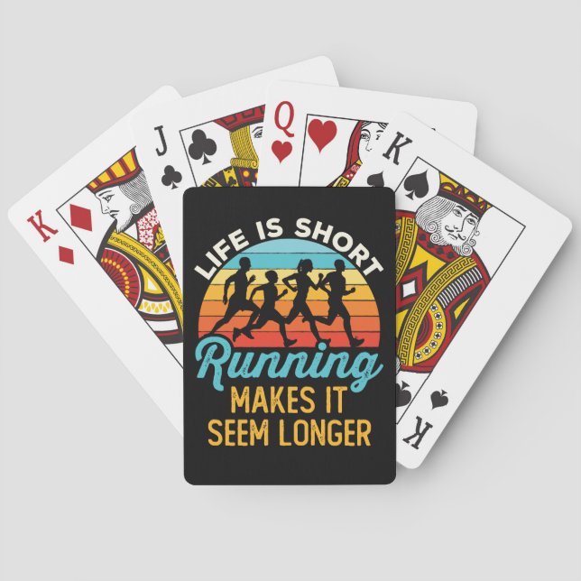Funny Life Is Short Running Makes It Seem Longer Playing Cards (Back)