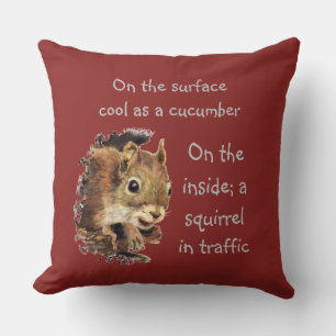 Funny Life Quote Surface Cool Inside Squirrel   Throw Pillow