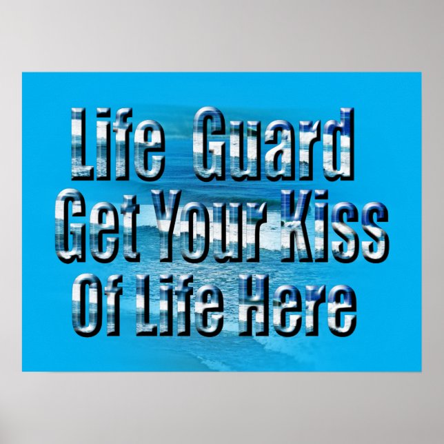 Funny Lifeguard Kiss Here, Poster (Front)
