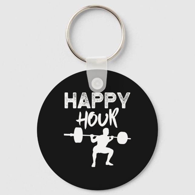 Funny Lifting Leg Day Gym Happy Hour  Keychain (Front)