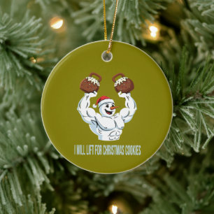  Funny Lifting Snowman Gym Christmas Cookies  Ceramic Ornament