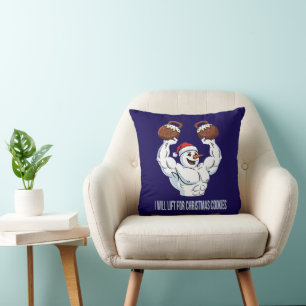 Funny Lifting Snowman Gym Christmas Cookies Throw Pillow
