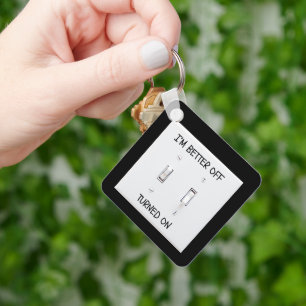 Funny Light Switch Turned On Key Chain