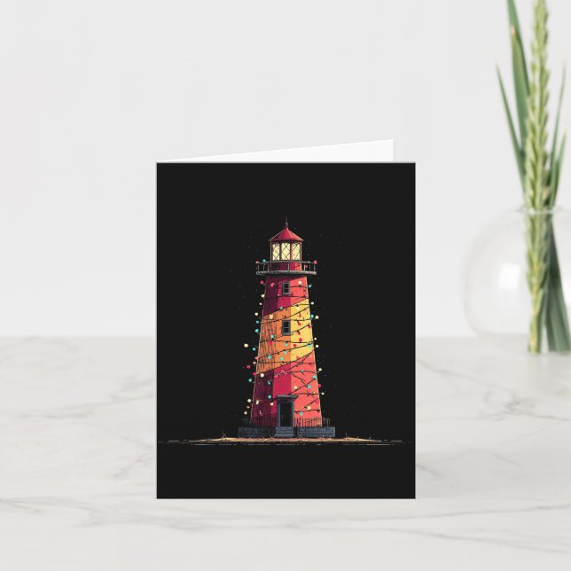 Funny Lighthouse Christmas Graphics Lights Lover  Card (Front)