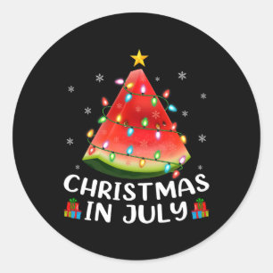 Funny Lighting Watermelon Xmas Tree Summer Christm Classic Round Sticker