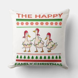 Funny Lights Ducks Christmas Animals Throw Pillow