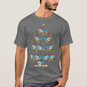 Funny Lights Xmas Santa Great White Shark Christma T-Shirt