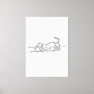 Funny Line Art Sausage Dog  Canvas Print