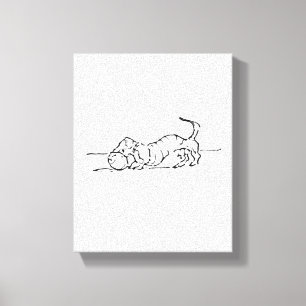 Funny Line Art Sausage Dog  Canvas Print