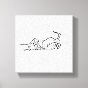 Funny Line Art Sausage Dog  Canvas Print