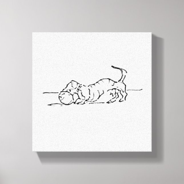 Funny Line Art Sausage Dog  Canvas Print (Front)