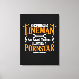 Funny Lineman Father Men Electric Cable Lineman Canvas Print
