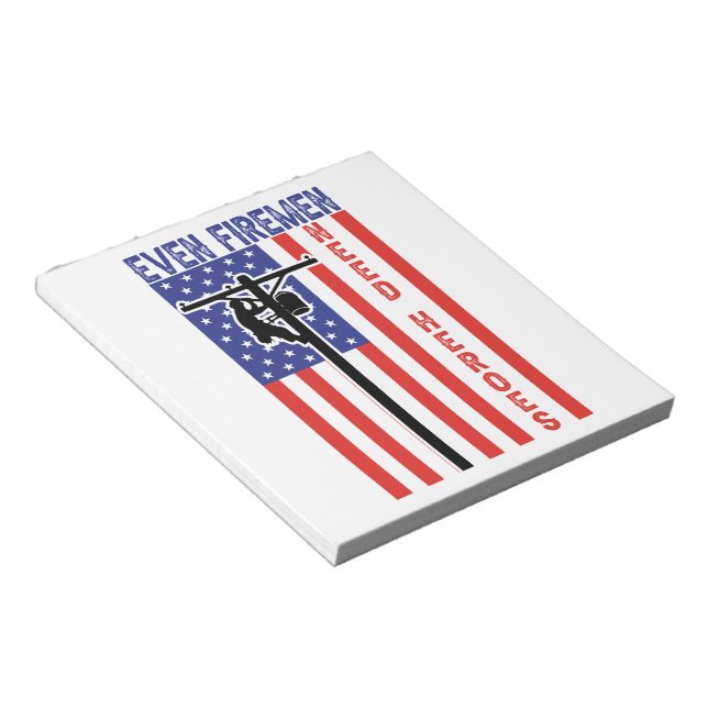 Funny Lineman Firemen American Flag Quote Notepad (Angled)