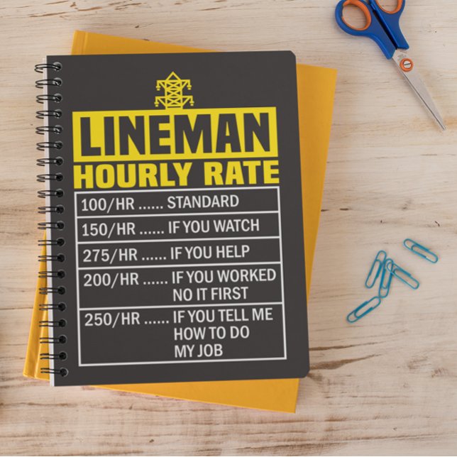 Funny Lineman Hourly Rate Black Spiral Notebook (Funny Lineman Hourly Rate Black Spiral Notebook)