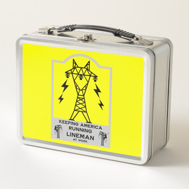 Funny Lineman Mug – Power Lineman Gift – Electric  Metal Lunch Box (Front)
