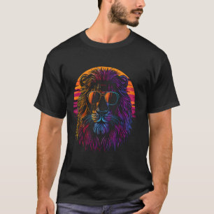 Funny Lion Cool Animal Lover Retro Art Cat King Su T-Shirt