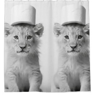 Funny Lion Cub Wearing Toilet Paper Animal Photo