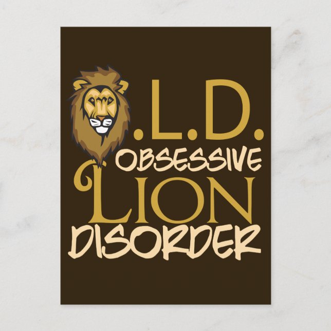 Funny Lion Gold on Brown Postcard (Front)