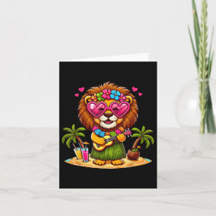 Funny Lion Hawaiian Costume Kids Summer Vacation L Card