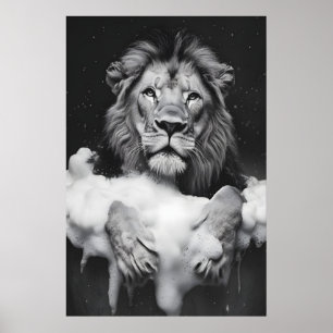 Funny Lion in Bathtub Print, Animal Bathroom Wall Poster
