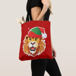 Funny Lion Safari animals Santa Christmas Costume  Tote Bag