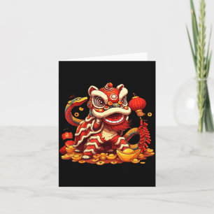 Funny Lion Snake Chinese New Year 2025 Womens Mens Card