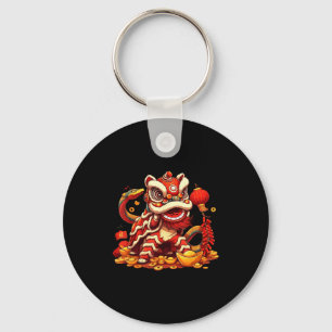 Funny Lion Snake Chinese New Year 2025 Womens Mens Keychain
