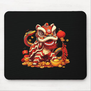 Funny Lion Snake Chinese New Year 2025 Womens Mens Mouse Pad